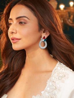 Accessher - Silver-Tone Multi-Color Crystal Ad Drop Earrings