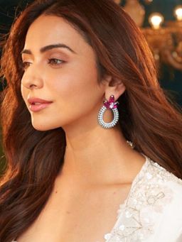 Accessher - Silver-Tone Pink Crystal Ad Drop Earrings
