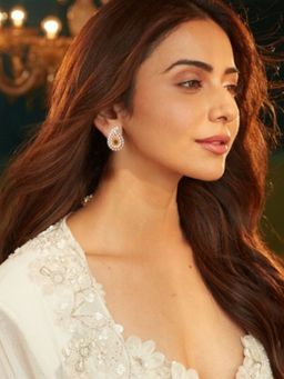 Accessher - Gold-Tone Faux Pearl Crystal Paisley Stud Earrings