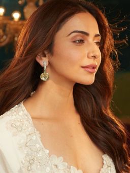 Accessher - Gold-Tone Yellow Crystal Rhinestone Drop Earrings