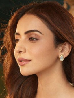 Accessher - Gold-Tone Oval Cat Eye Elegant Stud Earrings