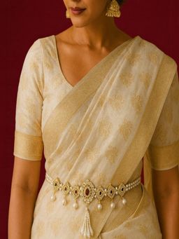 Accessher - Traditional Gold Plated Multi-Color Stone Pearl Kamarbandh