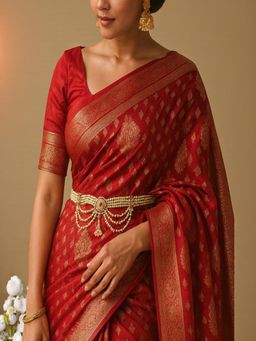 Accessher - Gold Plated Multi-Color Stone Pearl Traditional Kamarbandh