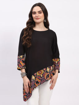 ME & I - Women Black Rayon Abstract Tunic