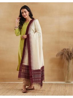 Fabindia - Women Multi-Color Silk Blend Geometric Dupatta