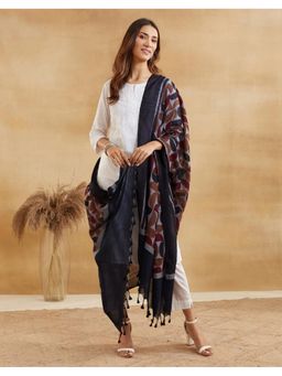 Fabindia - Women Black Cotton Geometric Dupatta