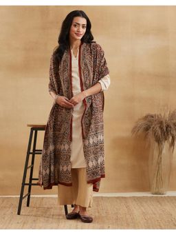 Fabindia - Women Red Cotton Floral Dupatta