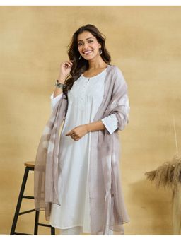 Fabindia - Women Grey Cotton Silk Tie & Dye Dupatta