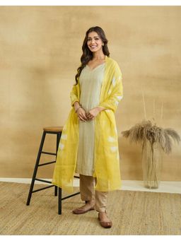 Fabindia - Women Green Cotton Silk Tie & Dye Dupatta