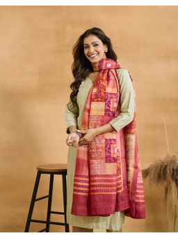 Fabindia - Women Multi-Color Silk Abstract Dupatta
