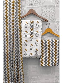 HANDME - Contemporary Floral Artisan Cotton Unstitched Kurta with Pant and Dupatta