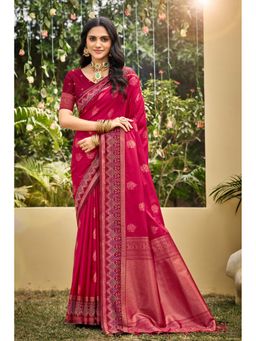 SURILI - Rani Pink Soft Silk Woven Work Traditional Tassels Saree with Unstitched Blouse