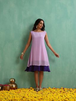Indy Raaga - Mauve Chinon Layered Dress