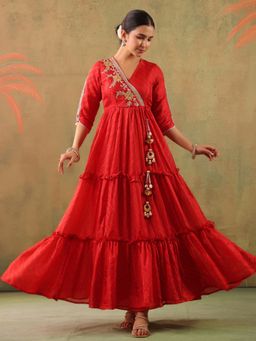 Gillori - Red Lalima Long Tiered Dress