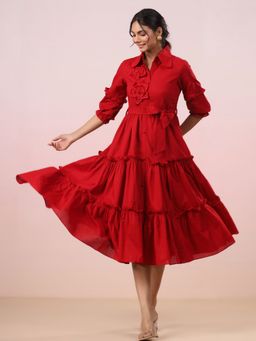 Gillori - Red Sweet Heart Red Dress with Belt