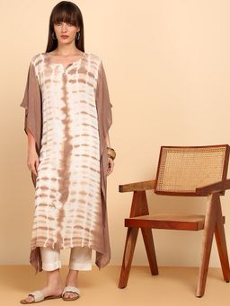 Maaesa - Brown Women Hand Tie and Dye Rayon Crepe Kaftan