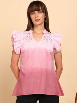 Maaesa - Women Pink Cotton Tie & Dye Top