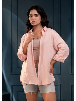 Juniper - Women Peach Cotton Solid Shirt
