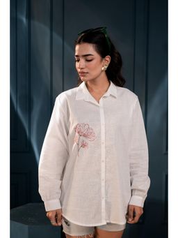 Juniper - Women White Cotton Embroidered Shirt