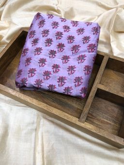 Palash - Purple Women Hand Block Printed Chanderi Unstitched Kurta Fabric