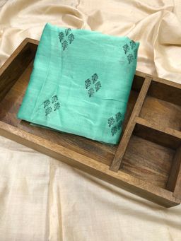 Palash - Blue Women Hand Block Printed Chanderi Unstitched Kurta Fabric