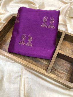 Palash - Purple Women Hand Block Printed Chanderi Unstitched Kurta Fabric