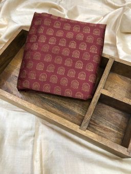 Palash - Maroon Hand Block Printed Chanderi Unstitched Kurta Fabric