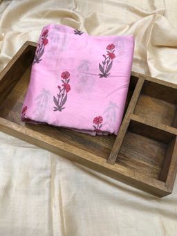 Palash - Women Pink Hand Block Printed Chanderi Unstitched Kurta Fabric