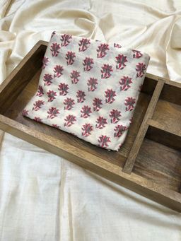 Palash - White Hand Block Printed Chanderi Unstitched Kurta Fabric