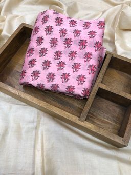 Palash - Pink Hand Block Printed Chanderi Unstitched Kurta Fabric