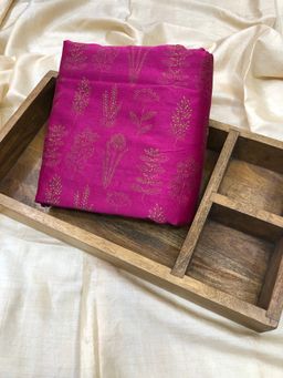 Palash - Magenta Hand Block Printed Chanderi Unstitched Kurta Fabric