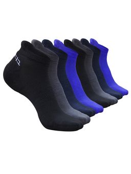 Heelium - Bamboo Ankle Socks-FreeSize UK7-11,8 Pairs,RBlue,NBlue,Black,Grey,Anti dour (Pack of 8)