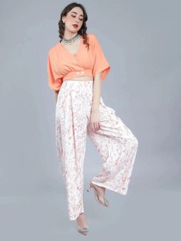 ANNY - Peach Printed Spring Top with Pant