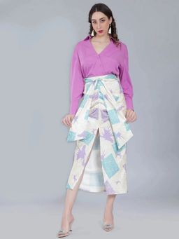 ANNY - Purple Scribble Printed Top with Skirt