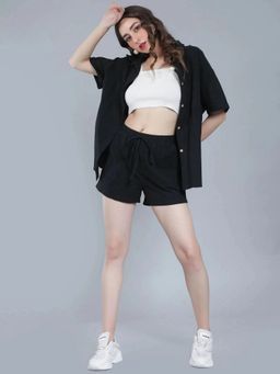 ANNY - Black Shirt Shorts Casual Co-Ord Set