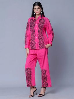 ANNY - Pink Elegant Printed Shirt with Pant