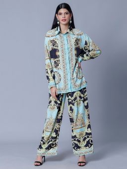 ANNY - Blue Vintage Printed Shirt with Pant