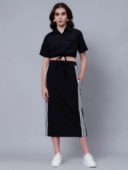 ANNY - Black Sporty Crop Top and Skirt