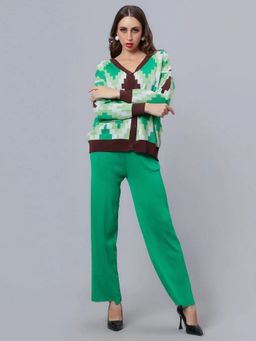 ANNY - Green Knitted Cardigan Pants Co-Ord Set