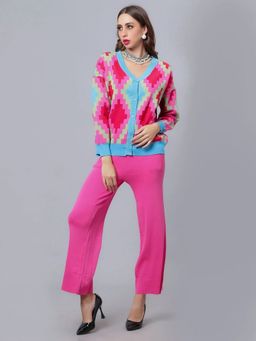 ANNY - Pink Knitted Cardigan Pants Co-Ord Set