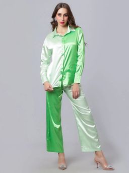 ANNY - Green Ombre Dyed Satin Co-Ord Set