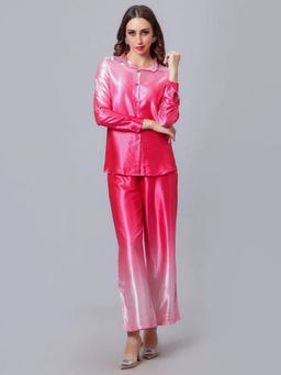 ANNY - Red Gradient Ombre Dyed Satin Co-Ord Set