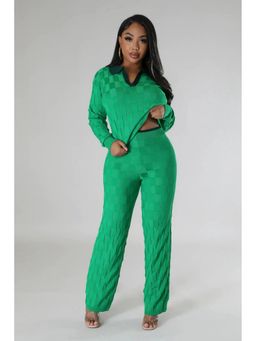 ANNY - Green Checkerboard Knitted Co-Ord Set