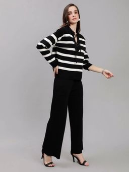 ANNY - Black Striped Knitted Pullover with Pant