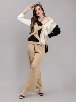 ANNY - Beige Star Knit Top with Pant