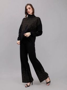 ANNY - Black Metallic Rhinestone Knitted Co-Ord Set
