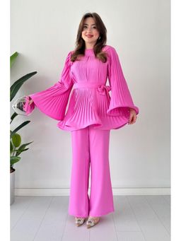 ANNY - Pink Fan Pleated Co-Ord Set