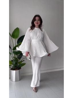 ANNY - White Fan Pleated Co-Ord Set