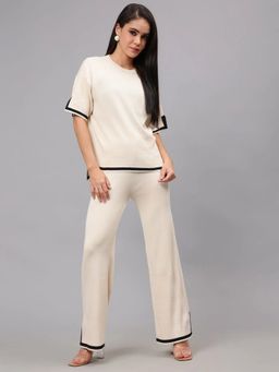 ANNY - Off White Contrast Knitted Co-Ord Set