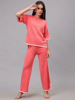 ANNY - Pink Contrast Knitted Co-Ord Set